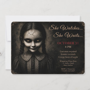 Porcelain Doll Halloween Costume Party Invitation