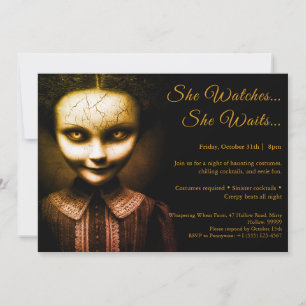 Porcelain Doll Halloween Costume Party Invitation