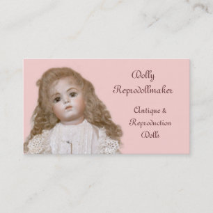 Porcelain doll with choice of background colour business card