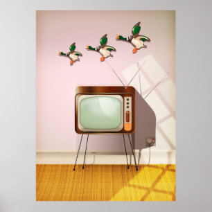 Porcelain Ducks on the Wall Poster