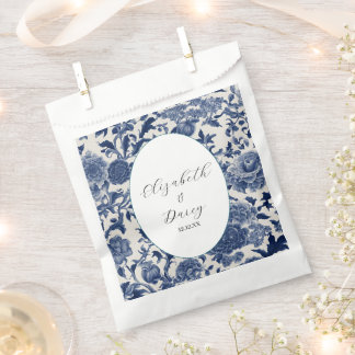 Porcelain Elegance: Blue Floral Wedding Favour Bags