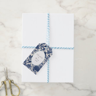 Porcelain Elegance: Blue Floral Wedding Gift Tags