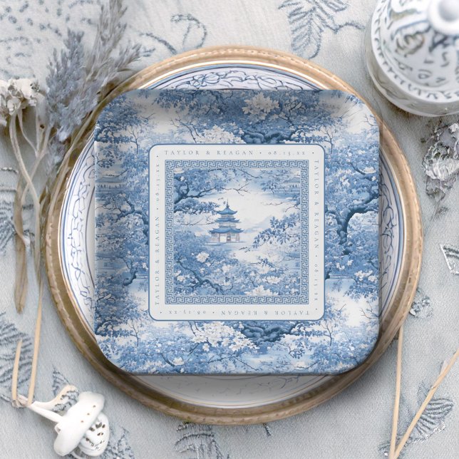 Porcelain-Inspired Chinoiserie Pattern ID1094 Paper Plate (Creator Uploaded)