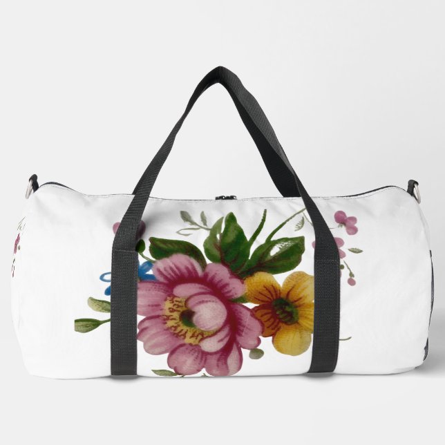 Porcelain Inspired Floral Duffle Bag (Front)