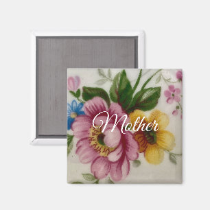Porcelain Inspired Floral Magnet