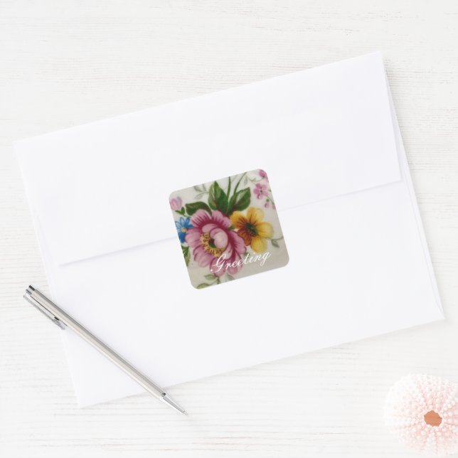 Porcelain Inspired Floral Sticker (Envelope)