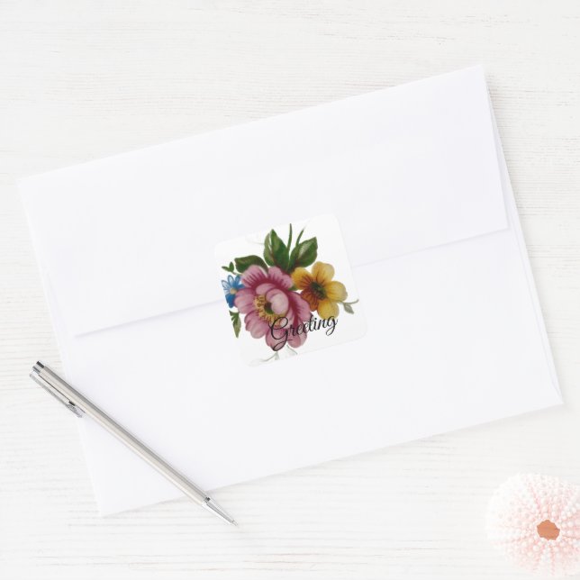 Porcelain Inspired Floral Sticker (Envelope)