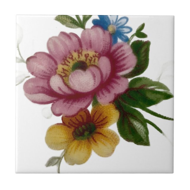 Porcelain Inspired Floral Tile (Front)