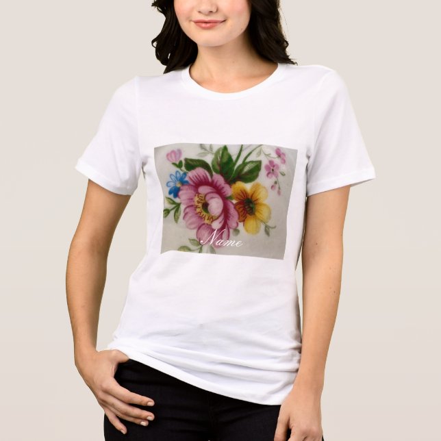 Porcelain Inspired Floral Tri-Blend Shirt (Front)
