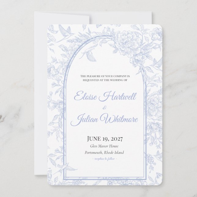 Porcelain Meadow Chinoiserie Wedding Invitation (Front)