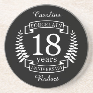 Porcelain traditional wedding anniversary 18 years coaster