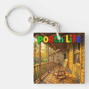 Porch life jamaica sunny day key ring