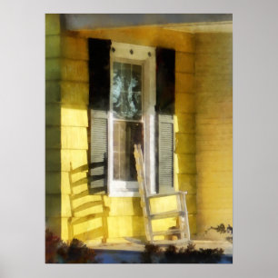 Porch - Long Afternoon Shadow of Rocking Chair Poster