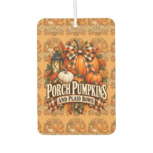 Porch Pumpkins Plaid Bows Autumn Cottagecore Car Air Freshener