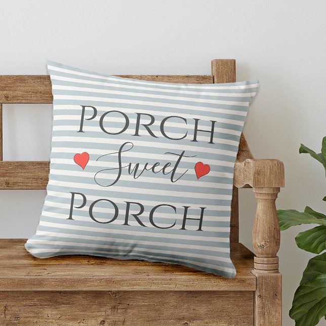 Porch Sweet Porch Blue & White Stripe Modern Cushion (Creator Uploaded)