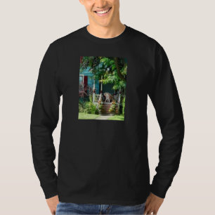 Porch With Flowerpots and Wicker Chairs T-Shirt