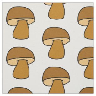 Porcini Mushroom Brown Fall Autumn Pattern Fabric