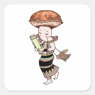Porcini Mushroom Girl — Fungi Sticker