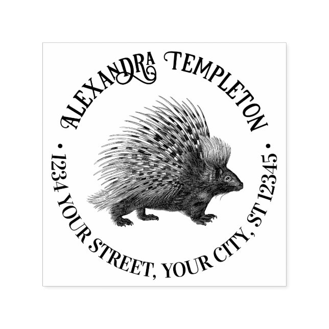 Porcupine #1 Name Return Address  Self-inking Stamp (Design)