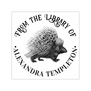 Porcupine #1 Round Library Book Name Self-inking Stamp