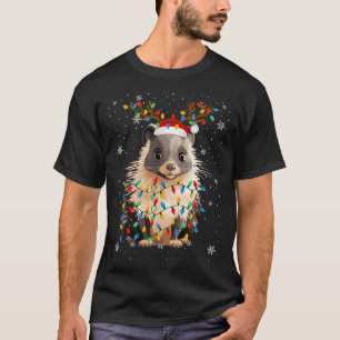 Porcupine Animal Santa Hat Ugly Christmas Tree Lig T-Shirt