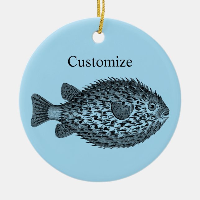 Porcupine blowfish Thunder_Cove Ceramic Tree Decoration (Front)
