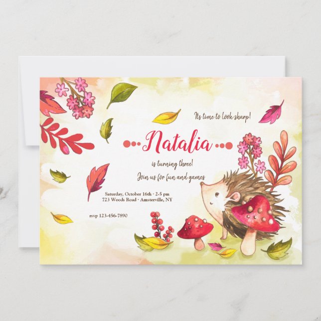 Porcupine Cutie Birthday Party Invitation (Front)