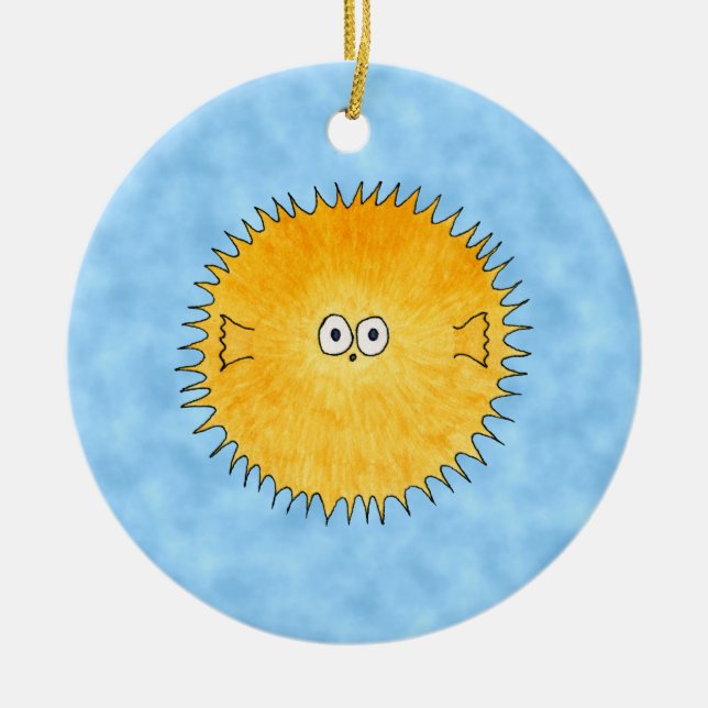 Porcupine Fish. Ceramic Tree Decoration (Front)