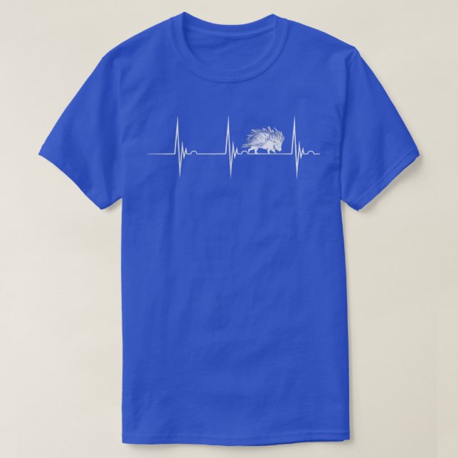 Porcupine Heartbeat EKG Pulse Quill Pig Nature Ani T-Shirt (Design Front)