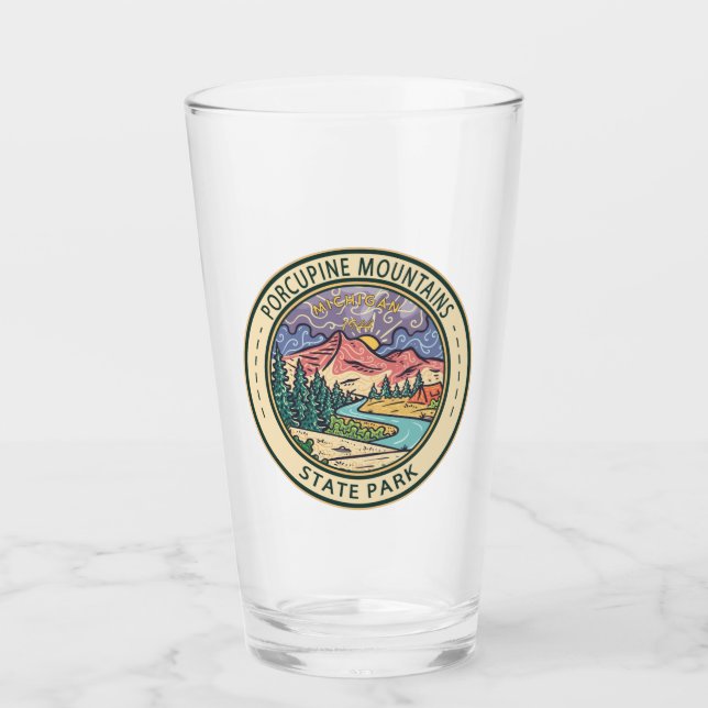 Porcupine Mountains State Park Michigan Badge Glass (Front)