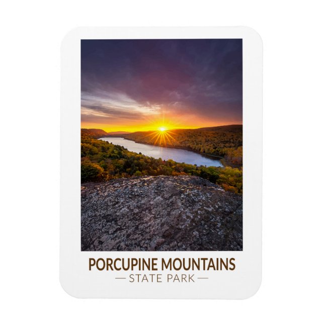 Porcupine Mountains State Park Michigan Watercolor Magnet (Vertical)