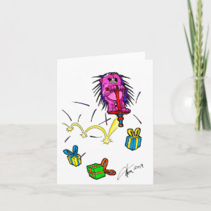 Porcupine on a Pogo Stick birthday card