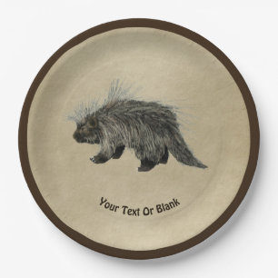Porcupine On Old Paper Plate