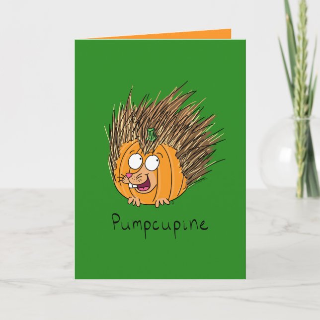 Porcupine Pumpkin - Funny Halloween Greeting Card (Front)