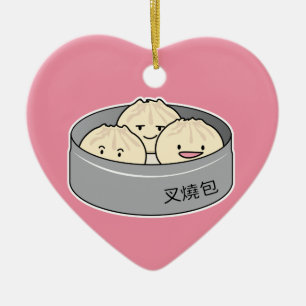 Pork Bun dim sum Chinese breakfast steamed bbq bun Ceramic Tree Decoration