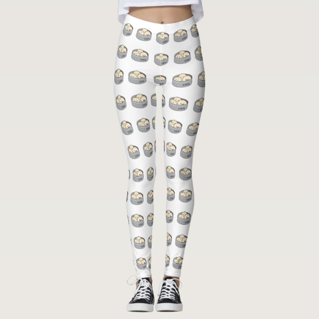 Pork Bun dim sum Chinese breakfast steamed bbq bun Leggings (Front)