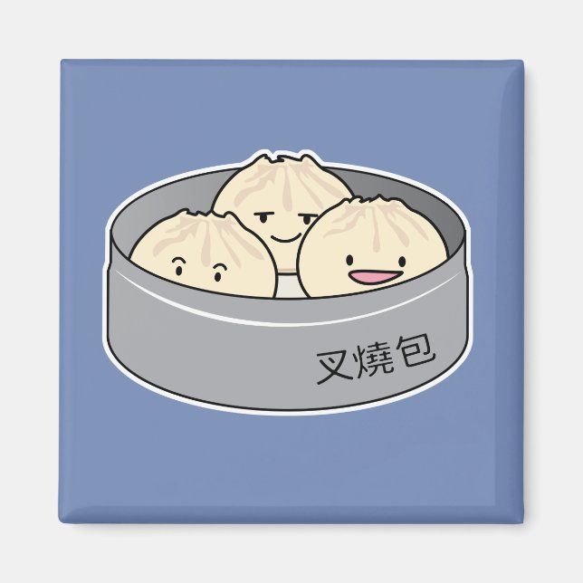 Pork Bun dim sum Chinese breakfast steamed bbq bun Magnet (Front)