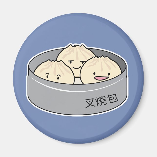 Pork Bun dim sum Chinese breakfast steamed bbq bun Magnet (Front)