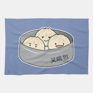 Pork Bun dim sum Chinese breakfast steamed bbq bun Tea Towel