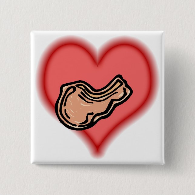 pork chop 15 cm square badge (Front)