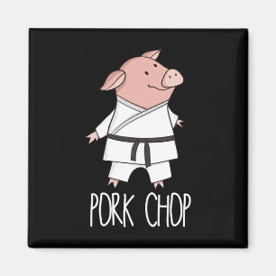 Pork Chop - Funny Pig Animal Pun Karate  Magnet