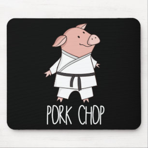 Pork Chop - Funny Pig Animal Pun Karate Mouse Pad