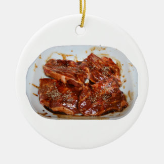 Pork Chops in White Dish Photograph Ceramic Tree Decoration