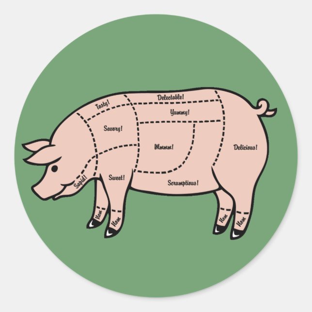 Pork Cuts Classic Round Sticker (Front)
