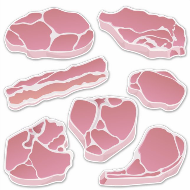 Pork Cuts Icons Set (Front)