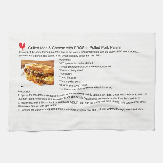 Pork Mac Cheese Panini Tea Towel (Horizontal)