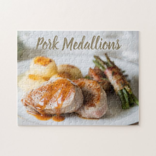 Pork medallions tenderloin with potatoes and beans jigsaw puzzle (Horizontal)
