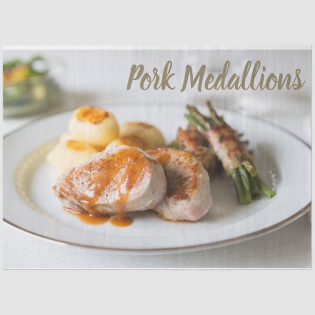 Pork medallions tenderloin with potatoes and beans tissue paper (Front)