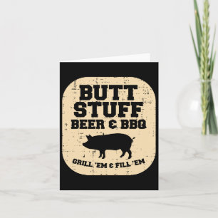 Pork Stuff Bbq Grill Em Byrbecue Pig Meat Grilling Card