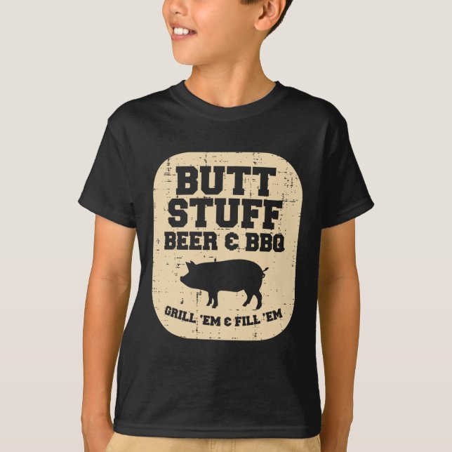 Pork Stuff Bbq Grill Em Byrbecue Pig Meat Grilling T-Shirt (Front)